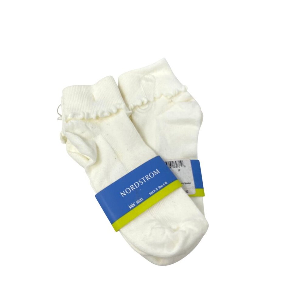 Vintage 2 Pack Nordstrom Lettuce Edge White Cuff Girls Dress Socks Size 9-11